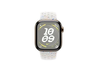 Apple Watch Series 10 GPS + Cellular Model Gold Titaniumcase Rubber Nike Sportsband "Pure Platinum"