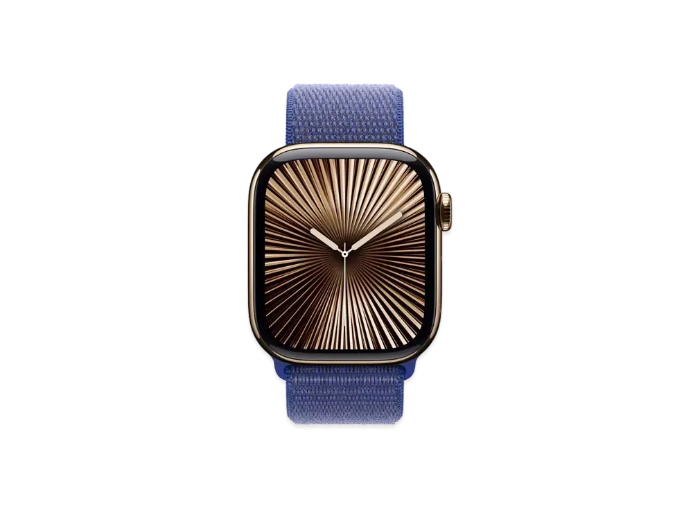 Apple Watch Series 10 GPS + Cellular Model Gold Titaniumcase Textile Sports Loop "Ultramarine"