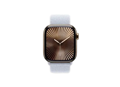 Apple Watch Series 10 GPS + Cellular Model Gold Titaniumcase Textile Sports Loop "Blue Cloud"