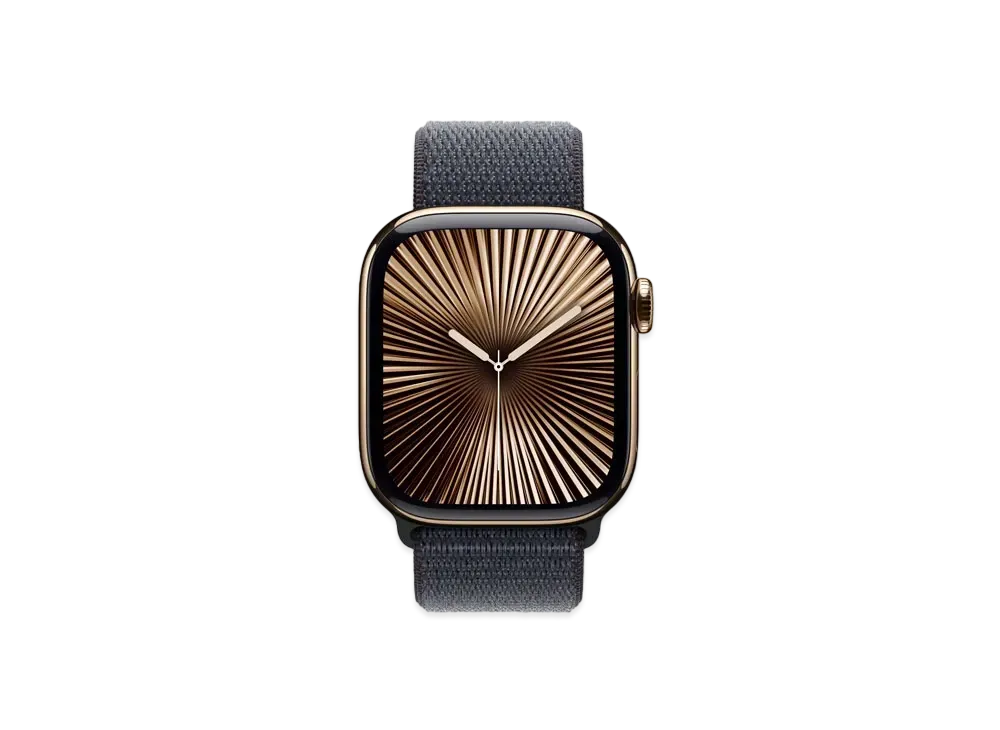 Apple Watch Series 10 GPS + Cellular Model Gold Titaniumcase Textile Sports Loop "Ink"