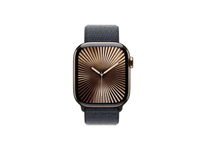 Apple Watch Series 10 GPS + Cellular Model Gold Titaniumcase Textile Sports Loop "Ink"