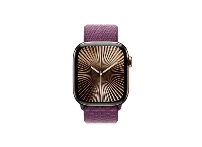 Apple Watch Series 10 GPS + Cellular Model Gold Titaniumcase Textile Sports Loop "Plum"