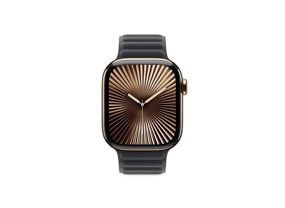 Apple Watch Series 10 GPS + Cellular Model Gold Titaniumcase Textile Magnetic Link "Black"