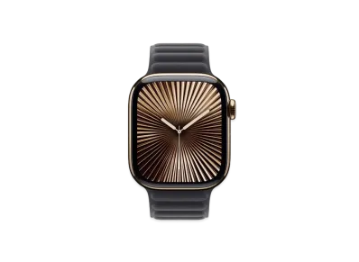 Apple Watch Series 10 GPS + Cellular Model Gold Titaniumcase Textile Magnetic Link "Black"