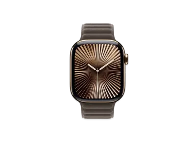 Apple Watch Series 10 GPS + Cellular Model Gold Titaniumcase Textile Magnetic Link "Dark Taupe"