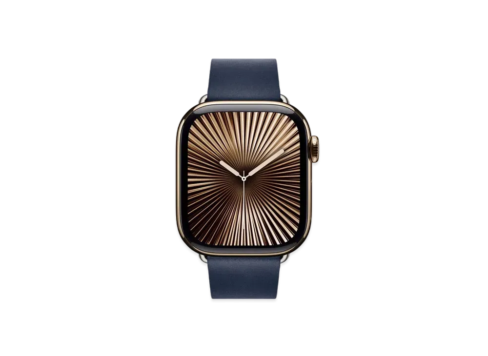 Apple Watch Series 10 GPS + Cellular Model Gold Titaniumcase Textile Modern Buckle "Deep Blue"