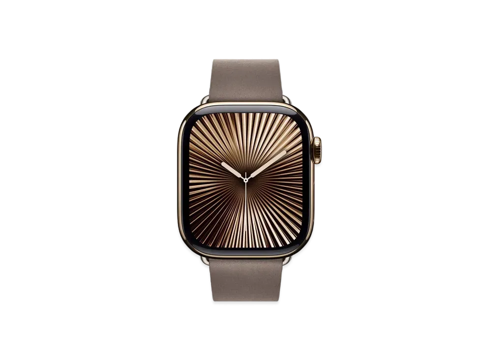 Apple Watch Series 10 GPS + Cellular Model Gold Titaniumcase Textile Modern Buckle "Dark Taupe"