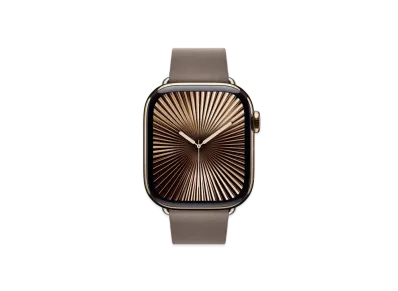 Apple Watch Series 10 GPS + Cellular Model Gold Titaniumcase Textile Modern Buckle "Dark Taupe"