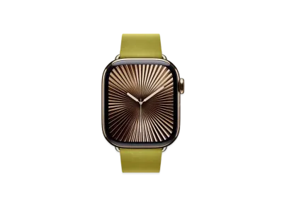 Apple Watch Series 10 GPS + Cellular Model Gold Titaniumcase Textile Modern Buckle "Chartreuse"