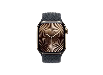 Apple Watch Series 10 GPS + Cellular Model Gold Titaniumcase Textile Braided Solo Loop "Midnight"