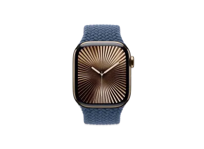Apple Watch Series 10 GPS + Cellular Model Gold Titaniumcase Textile Braided Solo Loop "Denim"
