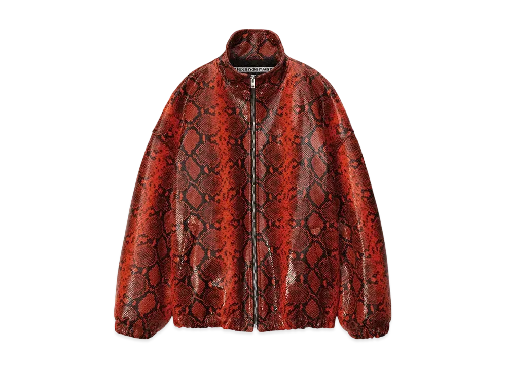 Alexander Wang Snakeskin Embossed Track Jacket "Red"