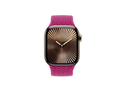 Apple Watch Series 10 GPS + Cellular Model Gold Titaniumcase Textile Braided Solo Loop "Magenta"