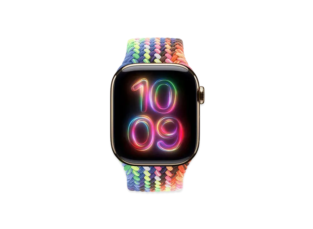 Apple Watch Series 10 GPS + Cellular Model Gold Titaniumcase Textile Braided Solo Loop "Pride Edition"