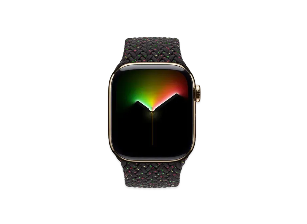 Apple Watch Series 10 GPS + Cellular Model Gold Titaniumcase Textile Braided Solo Loop "Black Unity"