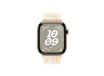 Apple Watch Series 10 GPS + Cellular Model Gold Titaniumcase Textile Nike Sports Loop "Star Light/Pink"