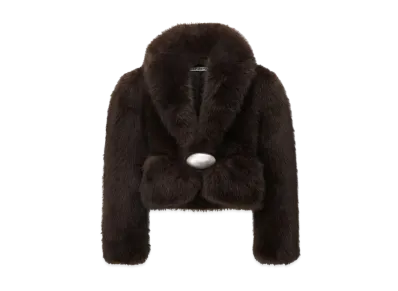 Alexander Wang Forfur Shawl Collar Short Coat "Brown"