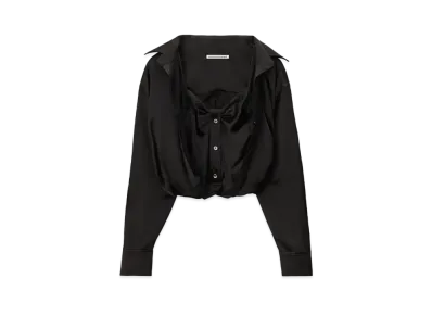 Alexander Wang Silk Charmeuse Layered Button Down "Black"