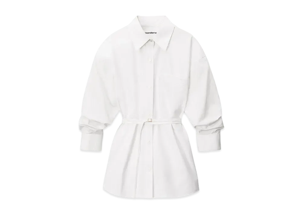 Alexander Wang Cotton Tie-Waist Button-Down Shirt "White"