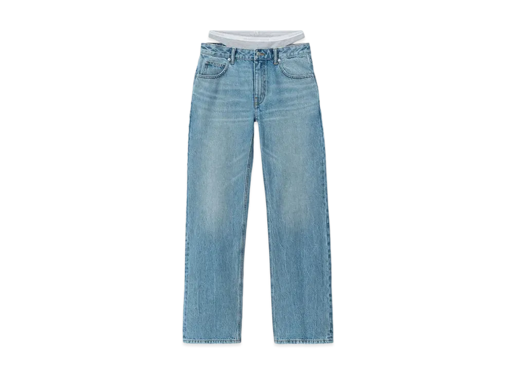 Alexander Wang Denim Layered Loose Jeans "Light Indigo"