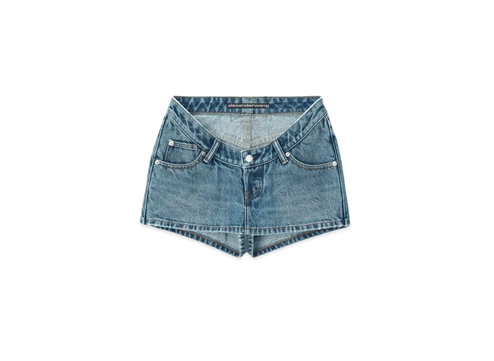 Alexander Wang Denim Dip-Front Skort "Medium Indigo"