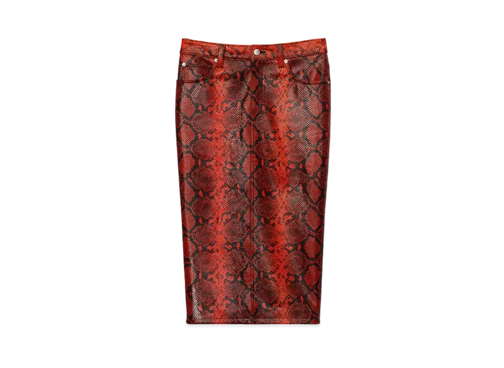 Alexander Wang Snakeskin Leather Pencil Skirt "Red"