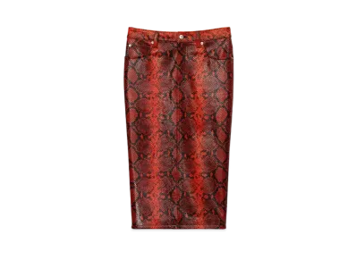Alexander Wang Snakeskin Leather Pencil Skirt "Red"