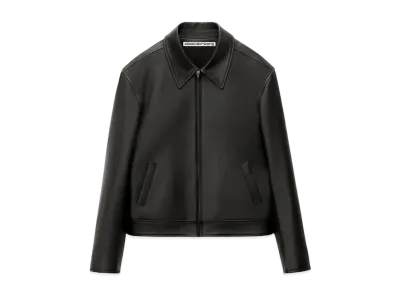 Alexander Wang Plunge Leather Blouson Jacket "Black"