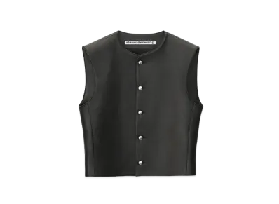 Alexander Wang Plonge Leather Motorbike Vest "Black"