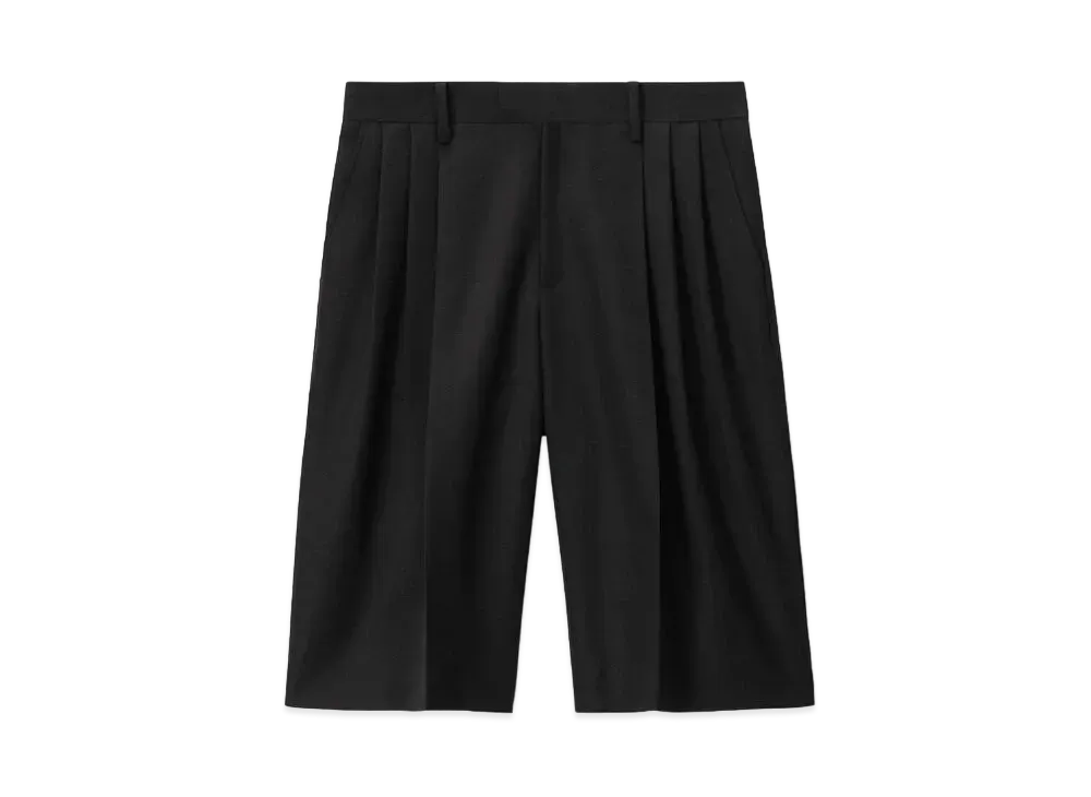 Alexander Wang Wool-Blend Three-Pleat Tailored Shorts "Black"