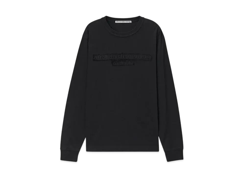 Alexander Wang Distressed Logo Long Sleeve Tee "Black"