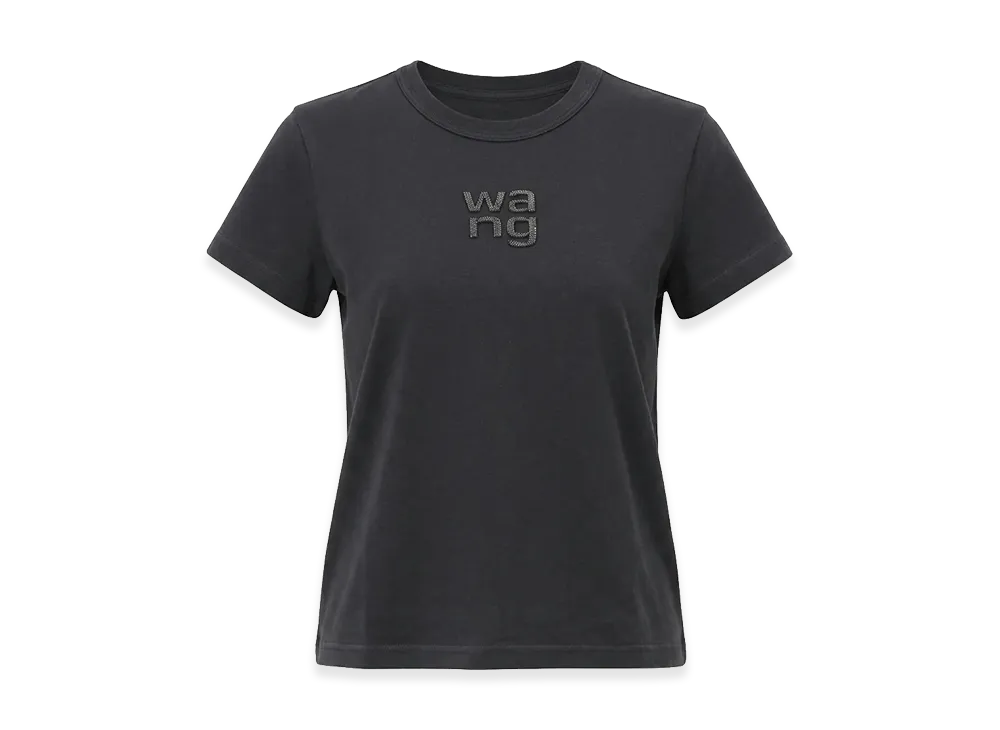 Alexander Wang Women's Hotfix Logo Shrunken T-Shirt "Washedblack"