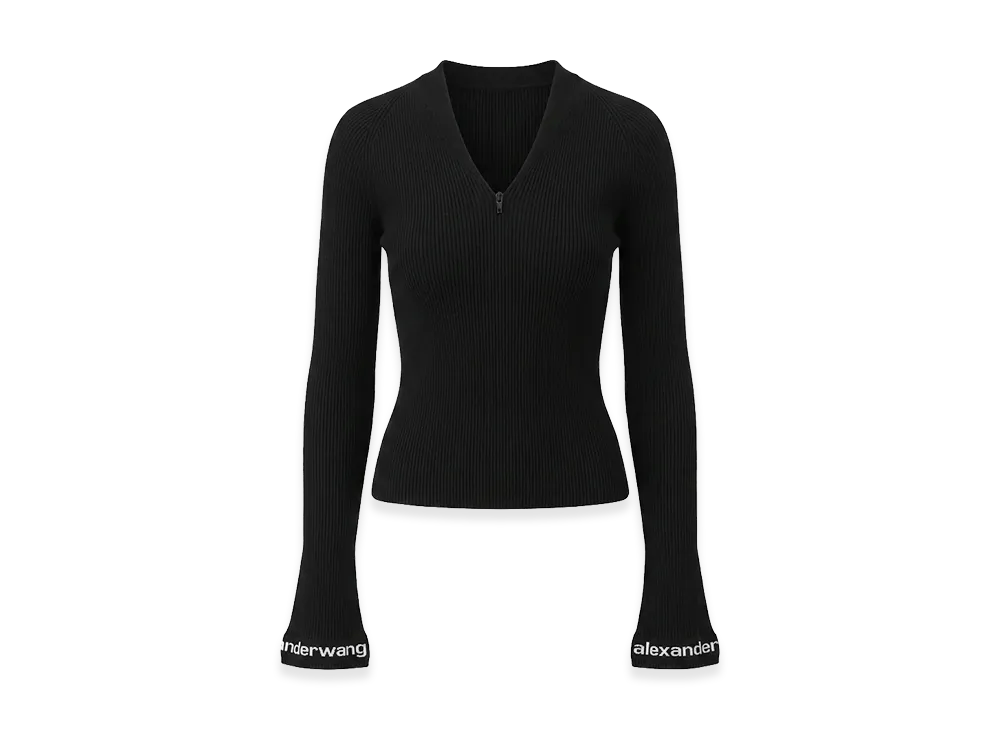 Alexander Wang Women's Ruffle Sleeve Turtleneck "Black"