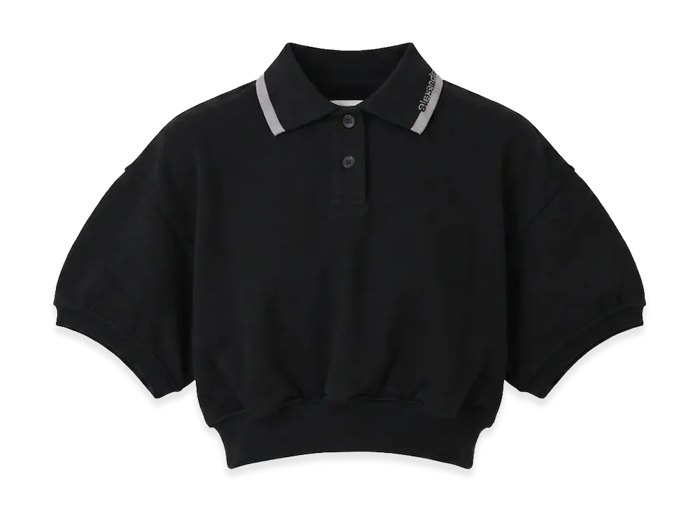 Alexander Wang Women's Cropped Cinch Polo Shirt "Black"