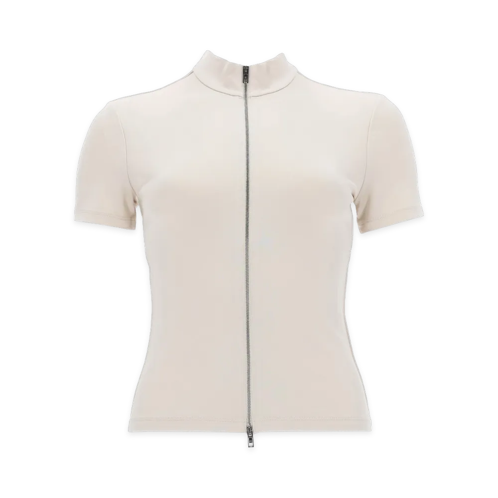 Alexander Wang Women's Rashguard Mock Neck Top "Ivory"