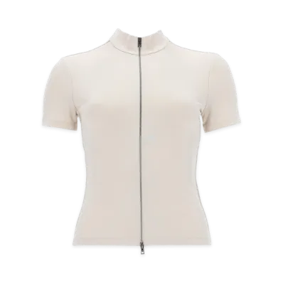 Alexander Wang Women's Rashguard Mock Neck Top "Ivory"