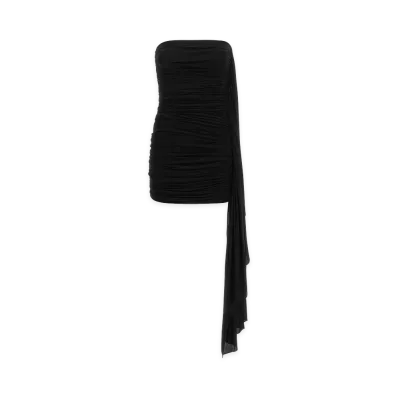 Alexander Wang Women's Asymmetric Ruched Strapless Mini Dress "Black"