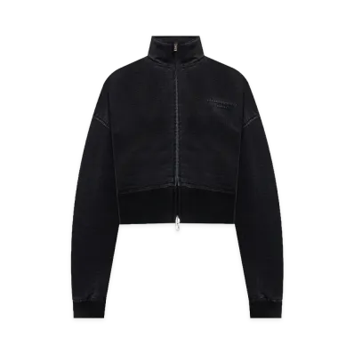 Alexander Wang Women's Denim Funnel Neck Jacket "Faded Black"