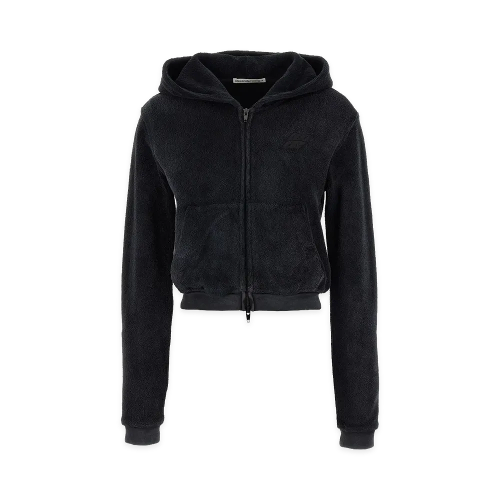 Alexander Wang Women's Cotton Terry Zip-Up Hoodie "Washed Black"