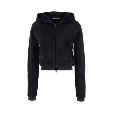 Alexander Wang Women's Cotton Terry Zip-Up Hoodie "Washed Black"