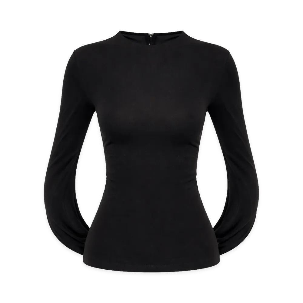 Alexander Wang Women's Draped Back Sleeves Top "Black"