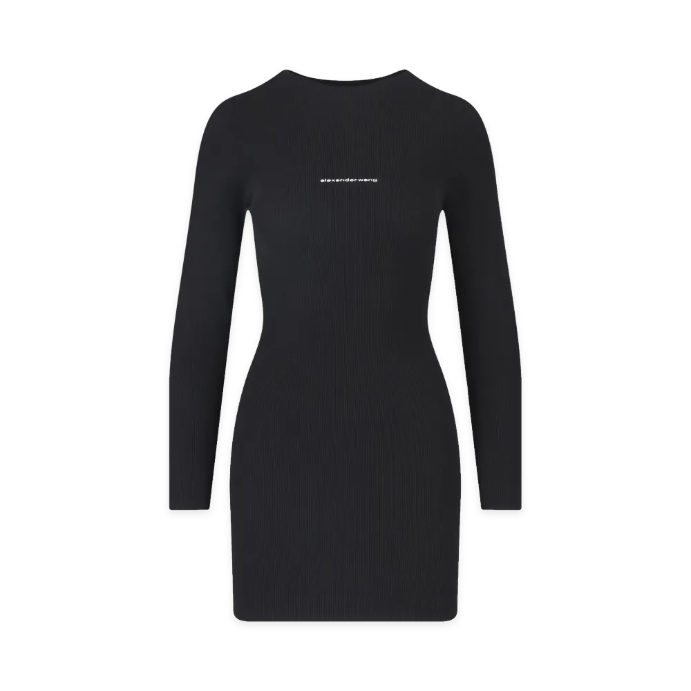 Alexander Wang Women's Textured Logo Crewneck Dress "Black"