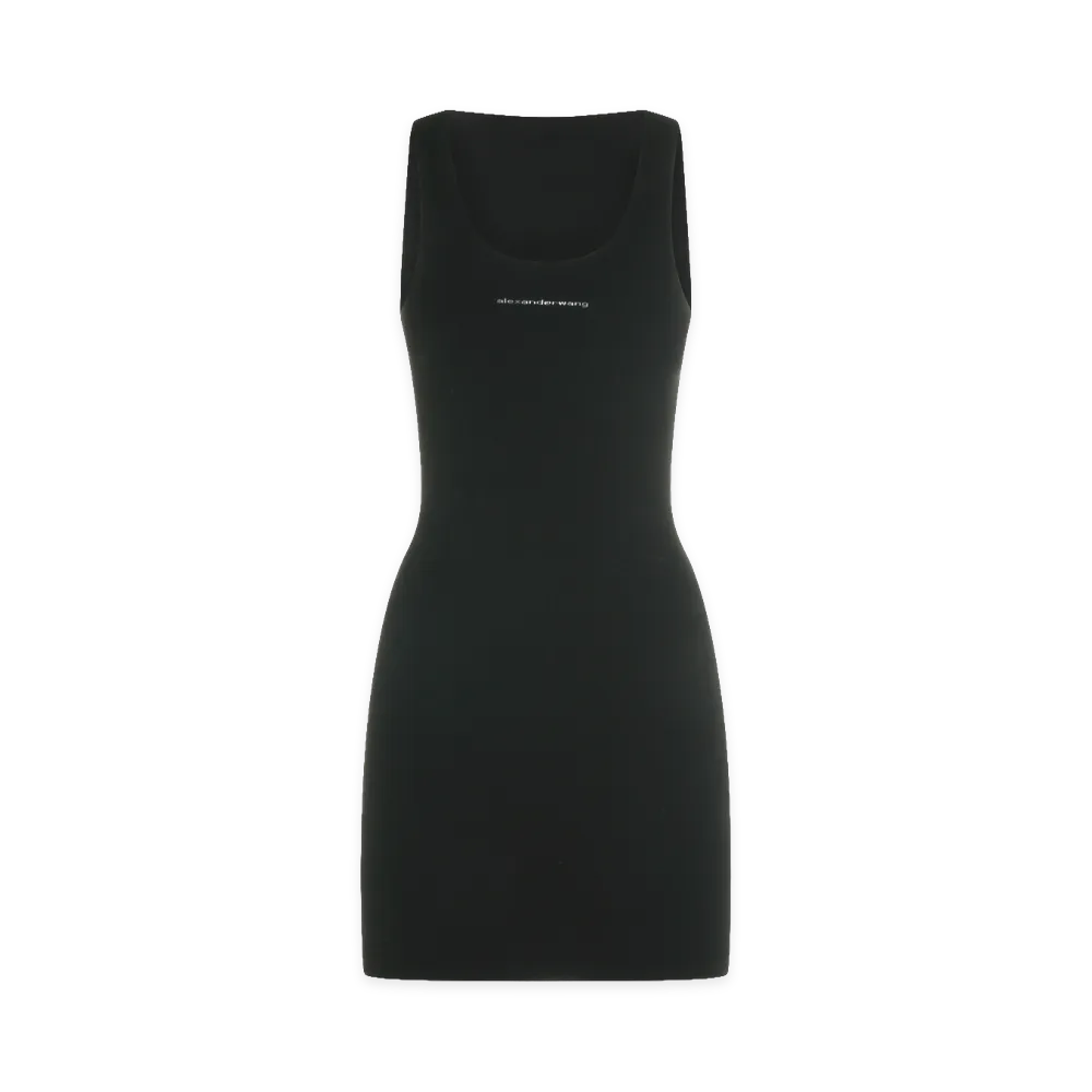 Alexander Wang Women's Jacquard Logo Racer Mini Dress "Black"