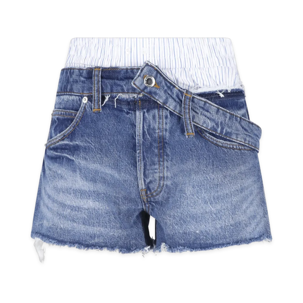Alexander Wang Women's Boxer Drop Waistband Short "Vintage Marbled Blue"