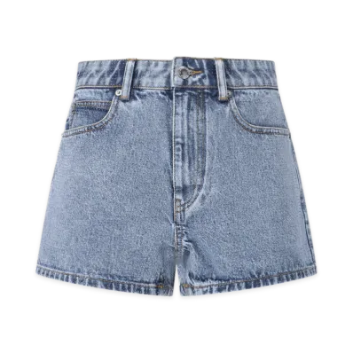 Alexander Wang Women's Clear Hotfix High-Rise Denim Short "Vintage Light Indigo"