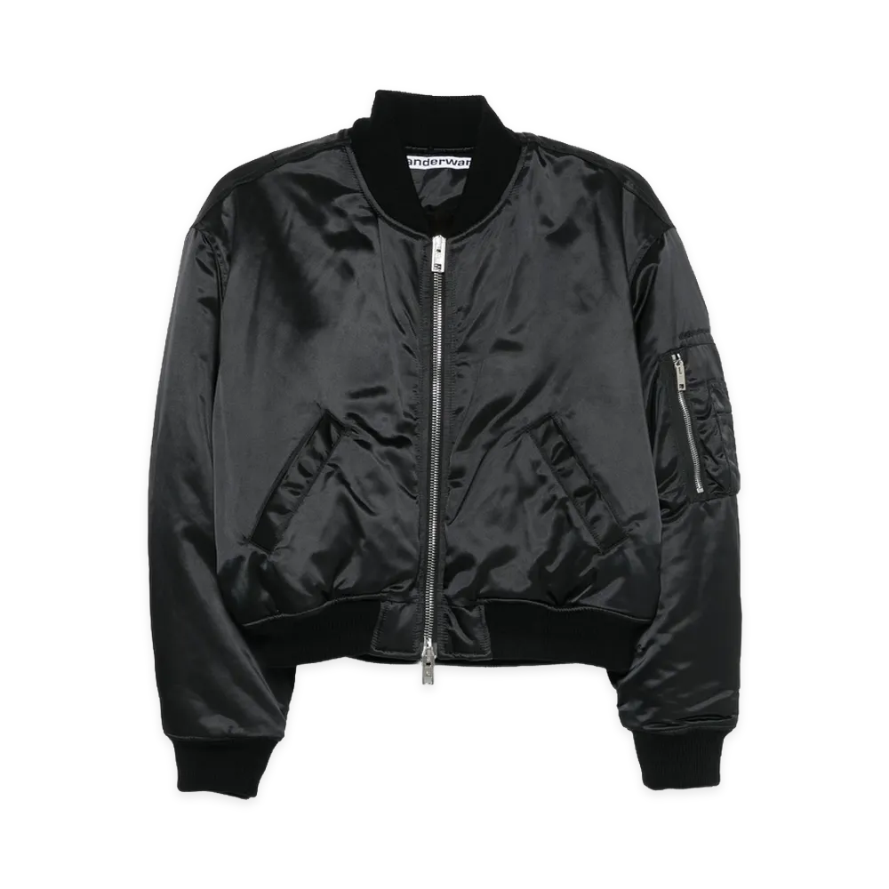 Alexander Wang Women's Faux Fur Lined Bomber Jacket "Black"