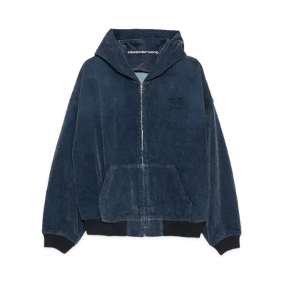 Alexander Wang Women's Brushed Denim Oversized Hoodie "Ink Blue"