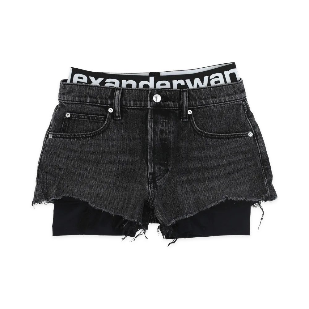 Alexander Wang Women's Pre-Styled Relaxed Logo Bike Short "Grey Aged"
