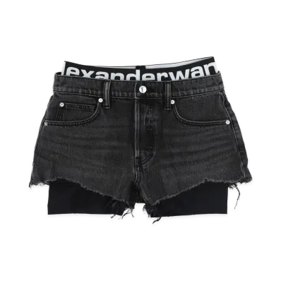 Alexander Wang Women's Pre-Styled Relaxed Logo Bike Short "Grey Aged"