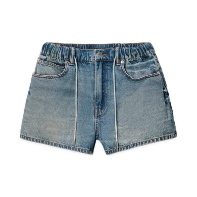 Alexander Wang Women's Crystal Hotfix Drawcord Short "Tinted Medium Indigo"
